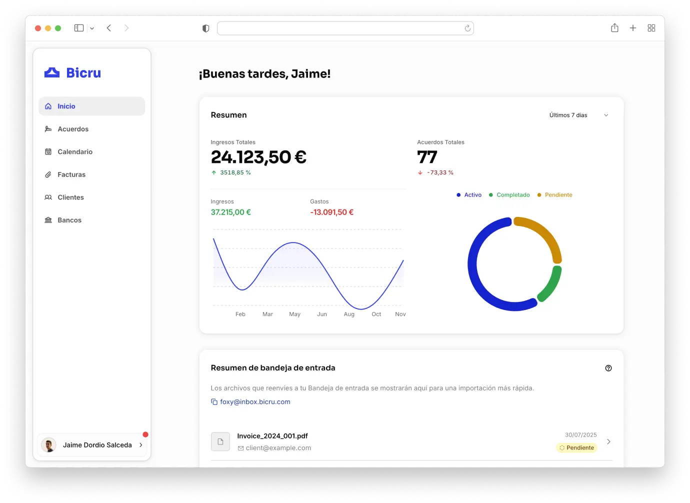 Mockup de la Plataforma Bicru